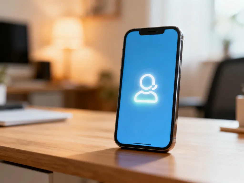 Nowoczesny smartfon na biurku z ikoną wsparcia klienta na ekranie, symbolizujący kontakt z obsługą Netflixa.