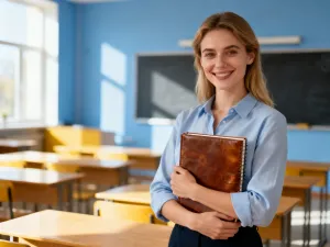 Książulo przy biurku z mikrofonem i laptopem, nagrywający materiał w profesjonalnym studiu.